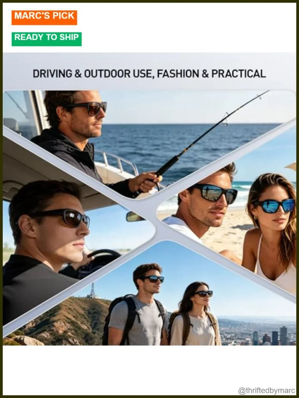 Polarized Glass Lens Sunglasses UV400 Anti-Scratch Unisex Driving Fishing